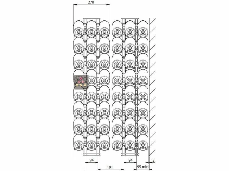 VISIORACK Support mural chromé pour 24 bouteilles de 75cl - Bouteilles inclinées 3 VISIORACK Support mural chromé pour 24 bouteilles de 75cl - Bouteilles inclinées