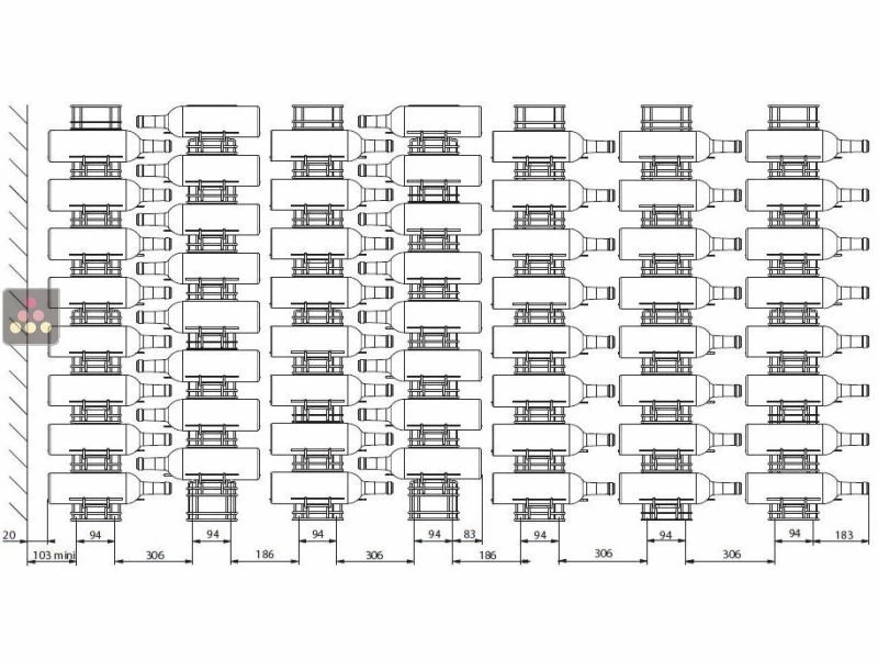 VISIORACK Support mural de 4 bouteilles de taille Magnum - Bouteilles horizontales 3 VISIORACK Support mural de 4 bouteilles de taille Magnum - Bouteilles horizontales