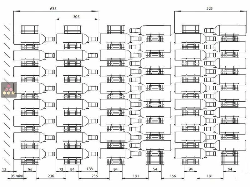 VISIORACK Support mural chromé pour 36 bouteilles de 75cl - Bouteilles horizontales 3 VISIORACK Support mural chromé pour 36 bouteilles de 75cl - Bouteilles horizontales