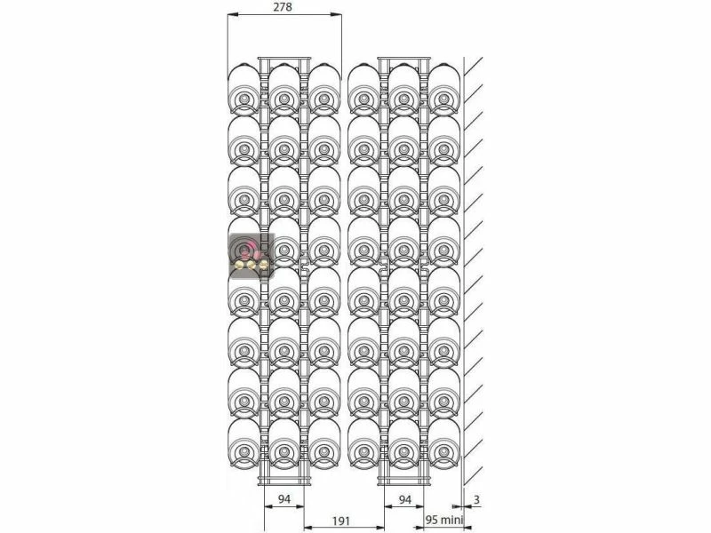 VISIORACK Support mural chromé pour 36 bouteilles de 75cl - Bouteilles inclinées 3 VISIORACK Support mural chromé pour 36 bouteilles de 75cl - Bouteilles inclinées