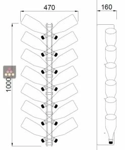 SOBRIO Porte-Bouteilles mural en plexiglas pour 14 bouteilles de champagne (illumination LED optionnelle)