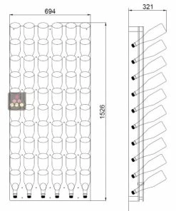 SOBRIO Porte-Bouteilles mural en plexiglas pour 60 bouteilles de Champagne (illumination LED optionnelle)
