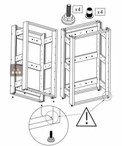 VISIORACK Kit de 4 pieds réglables pour meuble Visiobois/Visiobox
