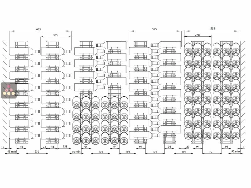 VISIORACK Support mural noir mat pour 24 bouteilles de 75cl - Mixte bouteilles horizontales/inclinées 4 VISIORACK Support mural noir mat pour 24 bouteilles de 75cl - Mixte bouteilles horizontales/inclinées – Image 2