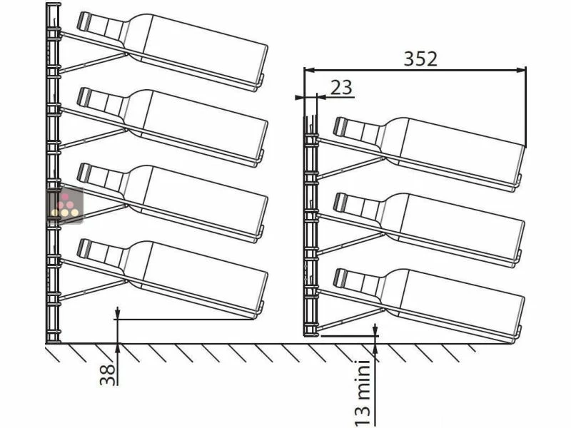 VISIORACK Support mural noir mat pour 24 bouteilles de 75cl - Mixte bouteilles horizontales/inclinées 6 VISIORACK Support mural noir mat pour 24 bouteilles de 75cl - Mixte bouteilles horizontales/inclinées – Image 4