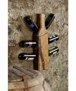 IT'S STONE Support mural en pierre et en bois pour 6 bouteilles