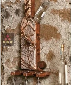 IT'S STONE Support mural 6 bouteilles en pierre et en bois