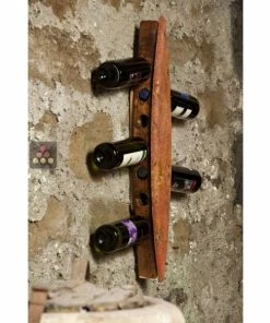 IT'S STONE Support mural 6 bouteilles en pierre et en bois