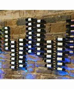 VISIORACK Support mural noir de 16 bouteilles de 75cl en position horizontale