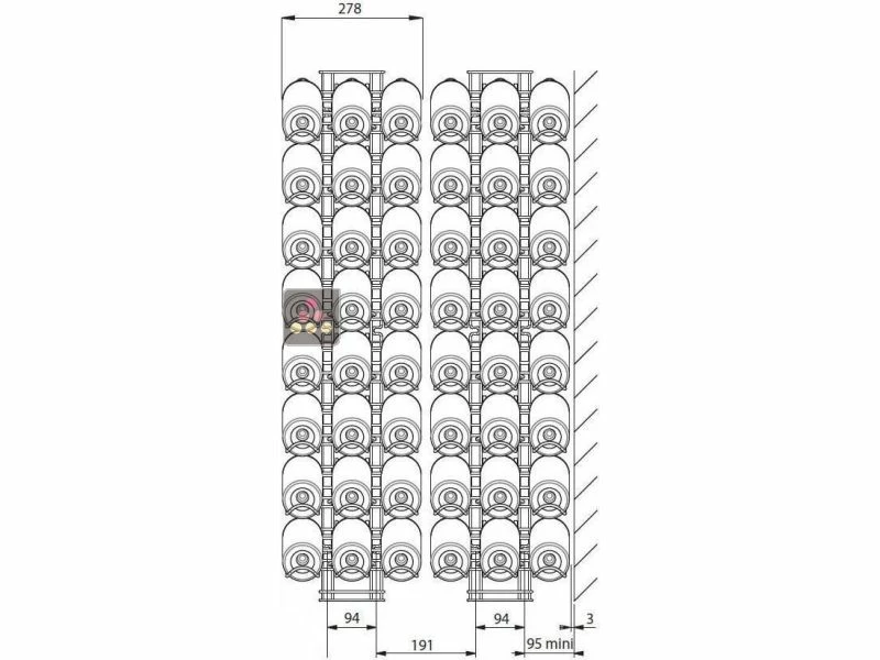VISIORACK Support mural noir pour 36 bouteilles de 75cl - Bouteilles inclinées 3 VISIORACK Support mural noir pour 36 bouteilles de 75cl - Bouteilles inclinées