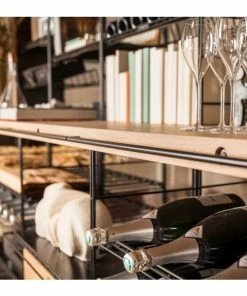 L'ATELIER du VIN Meuble de stockage en acier avec comptoir de dégustation en Chêne massif