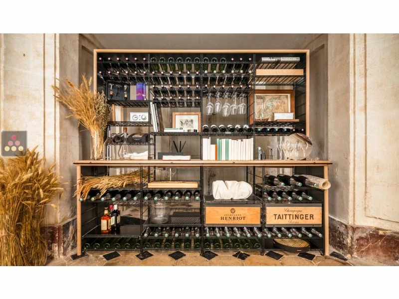 L'ATELIER du VIN Meuble de stockage en acier avec comptoir de dégustation en Chêne massif 4 L'ATELIER du VIN Meuble de stockage en acier avec comptoir de dégustation en Chêne massif – Image 2