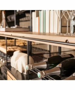 L'ATELIER du VIN Meuble de stockage en acier avec comptoir de dégustation en Chêne massif -VISIORACK - magasin 6013 28123 800 600