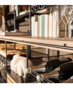 L'ATELIER du VIN Meuble de stockage en acier avec comptoir de dégustation en Hêtre