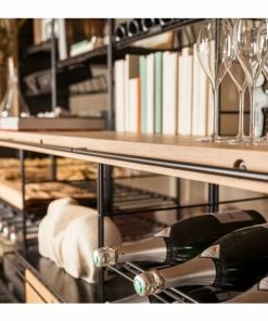 L'ATELIER du VIN Meuble de stockage en acier avec comptoir de dégustation en Hêtre
