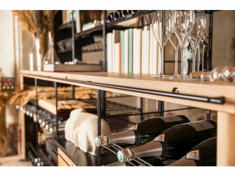 L'ATELIER du VIN Meuble de stockage en acier avec comptoir de dégustation en Hêtre 3 L'ATELIER du VIN Meuble de stockage en acier avec comptoir de dégustation en Hêtre
