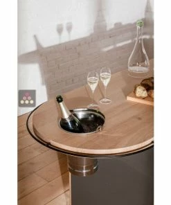 L'ATELIER du VIN Comptoir de dégustation en Chêne massif avec modules de rangement et seaux à Champagne intégrés