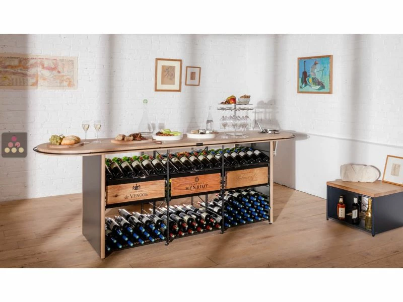 L'ATELIER du VIN Comptoir de dégustation en Chêne massif avec modules de rangement et seaux à Champagne intégrés 5 L'ATELIER du VIN Comptoir de dégustation en Chêne massif avec modules de rangement et seaux à Champagne intégrés – Image 3