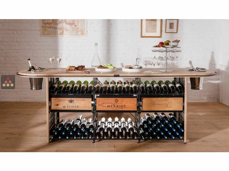 L'ATELIER du VIN Comptoir de dégustation en Chêne massif avec modules de rangement et seaux à Champagne intégrés 6 L'ATELIER du VIN Comptoir de dégustation en Chêne massif avec modules de rangement et seaux à Champagne intégrés – Image 4