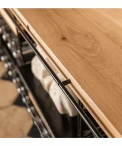 L'ATELIER du VIN Comptoir de dégustation en Chêne massif avec casiers de rangement intégrés