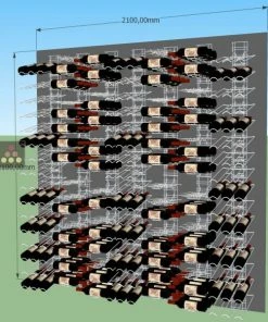 VISIORACK Mur de 7 Supports mural noir mat de 336 bouteilles de 75cl en position inclinée et horizontale