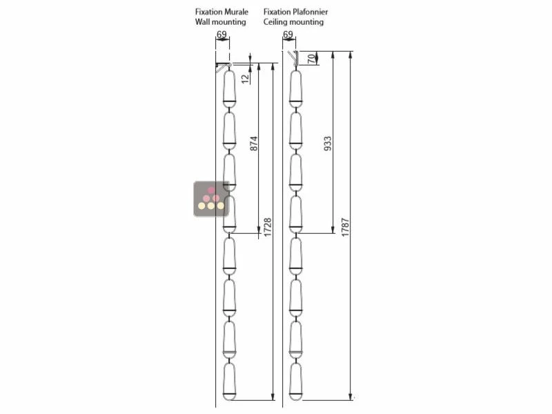 CHAIN MY WINE Support mural de 4 bouteilles de taille magnum 4 CHAIN MY WINE Support mural de 4 bouteilles de taille magnum – Image 2