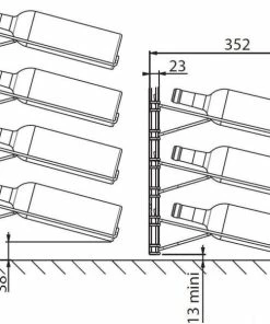 VISIORACK Support mural noir de 48 bouteilles de 75cl - Mixte bouteilles horizontales/inclinées -VISIORACK - magasin 8906 39365 800 600